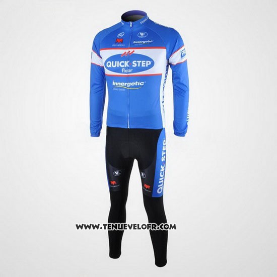 2010 Maillot Ciclismo Quick Step Floor Azur Manches Longues et Cuissard